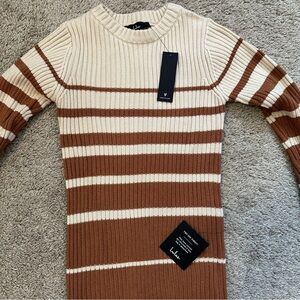 Sweater dress in Cream and Brown